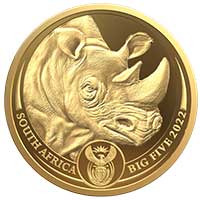 R50 Big 5 Rhino 1oz Gold Proof